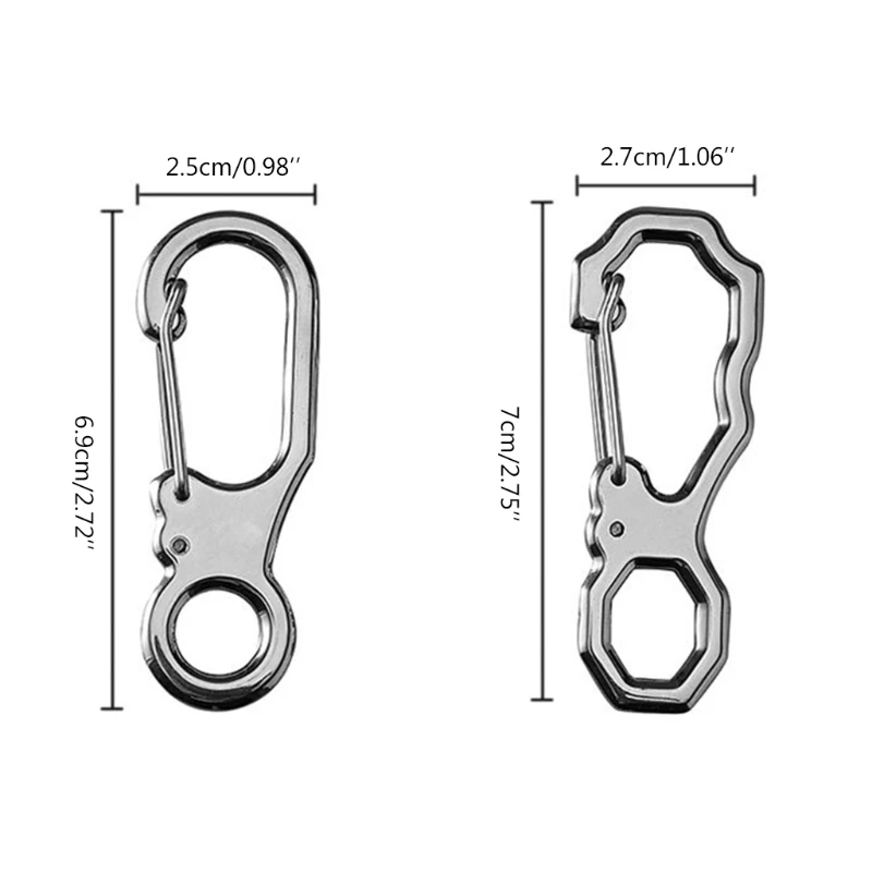 

2pcs Carabiner Stainless Steel Key Ring Spring Snap Clip Climbing Equipment Keychain Hook Anti-Loss Men Women G99D