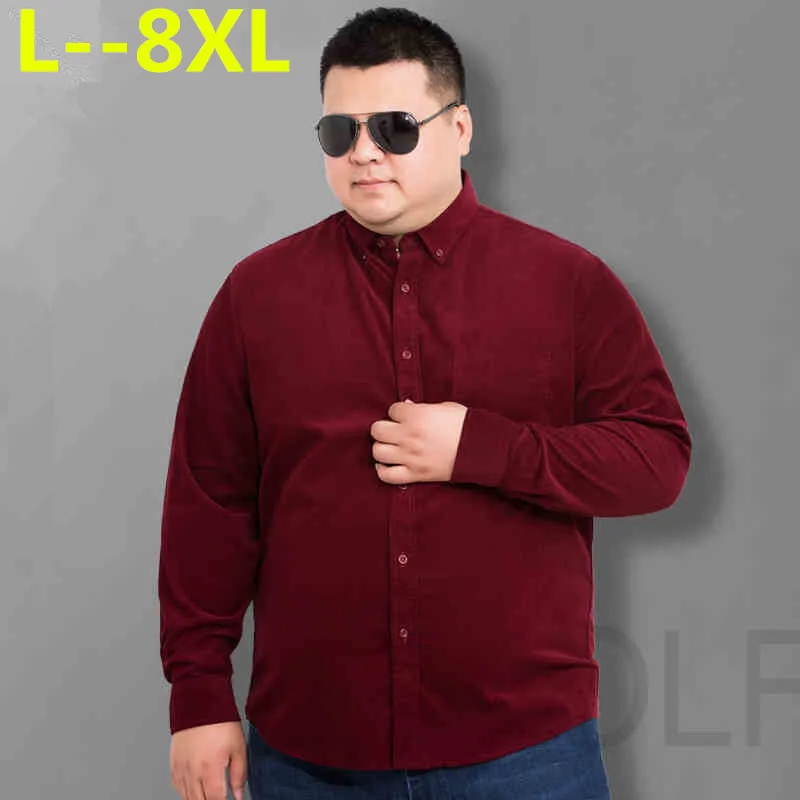 

8XL 6XL Men Casual Long Sleeved Solid shirt Slim Fit Male Social Business Dress Shirt Brand Men Clothing Soft Comfortable