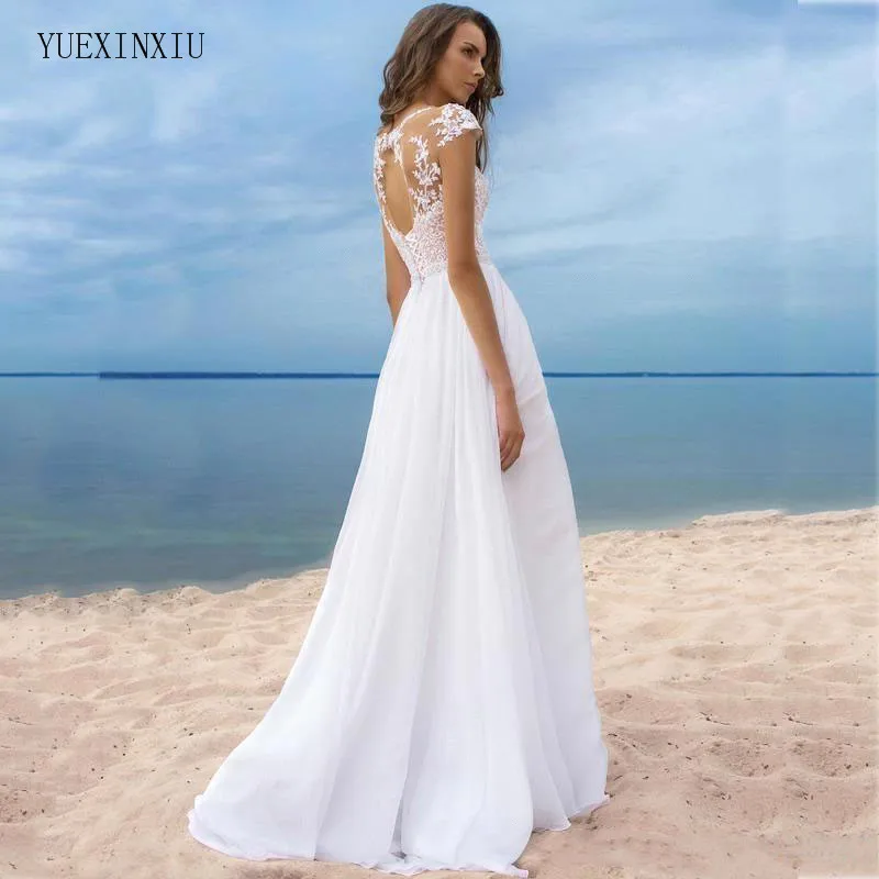 

Wedding Dress Appliques Chiffon Custom Made High Wedding Gown Free Shipping 2020