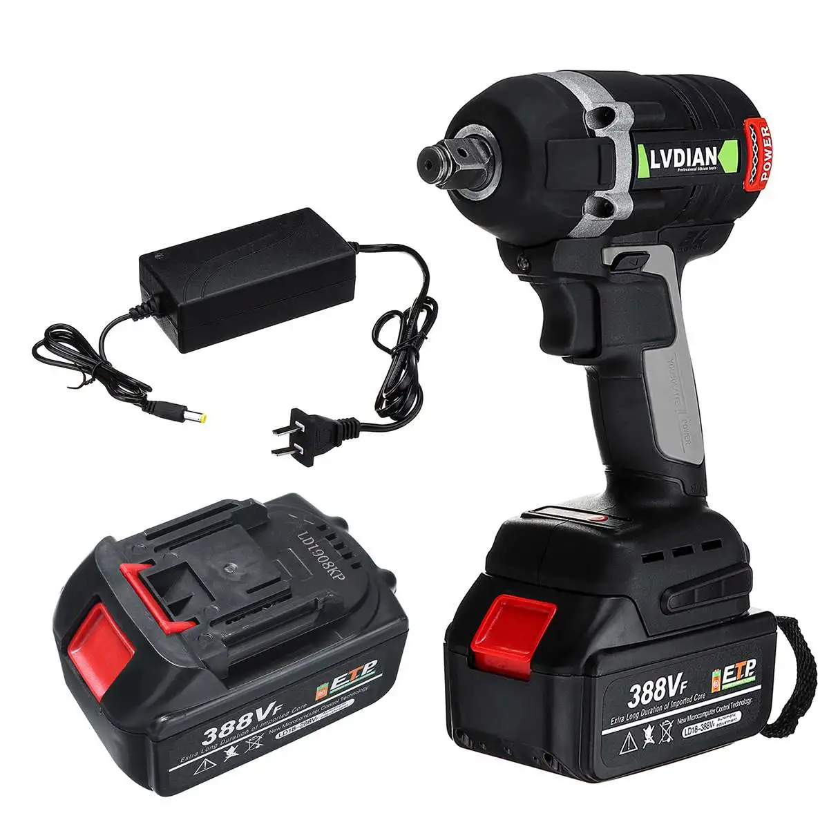 

388VF Cordless Electric Impact Wrench 630N.m 19800mAh Li Battery Brushless Impact Hand Drill Installation LED Light Power Tools