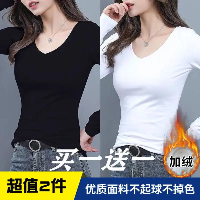 Черная Женская футболка с круглым вырезом и длинным рукавом на осень зиму