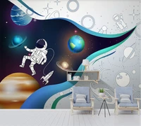 custom 3d wallpaper modern minimalist starry sky space astronaut children cartoon childrens room background wall painting