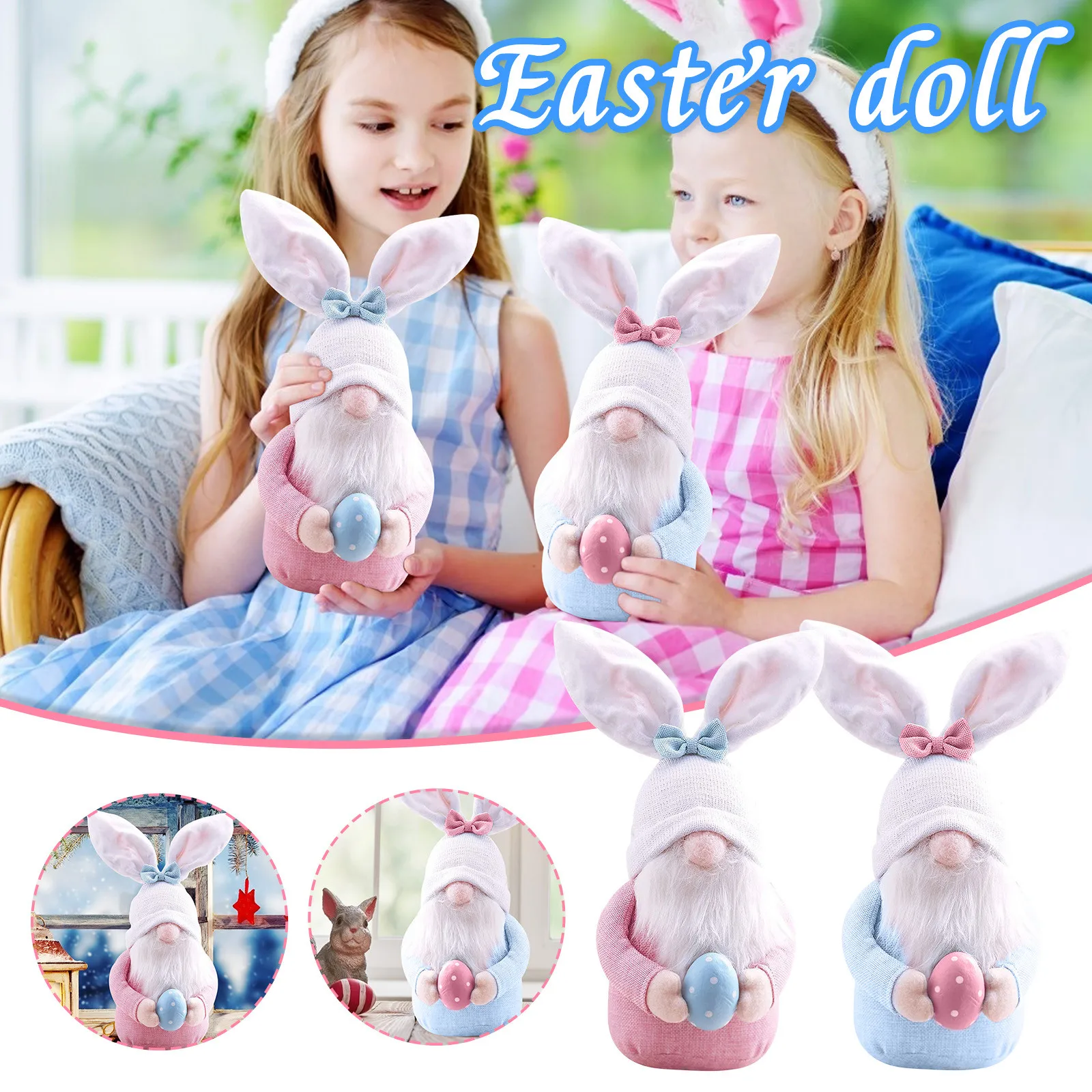 

Plush Toys Easter Day Decoration Bedroom Living Room Desktop Decoration Standing Post Faceless Doll Egg Goblin мягкие игѬђки W*
