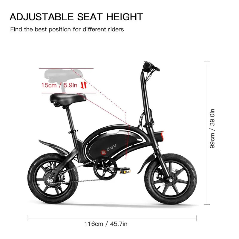 

[EU STOCK] DYU D3F 14 Inch Folding Electric Bicycle 10AH Battery 25KM/H E-Bike 36V 250W Motor Power Assist Moped Electric Bike