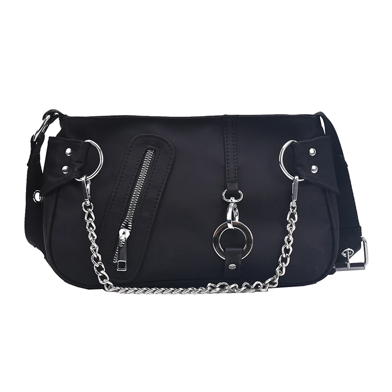 

Сумка женская на плечо, с кольцом и цепочкой, повседневная, на молнии, для мотоцикла, 2020