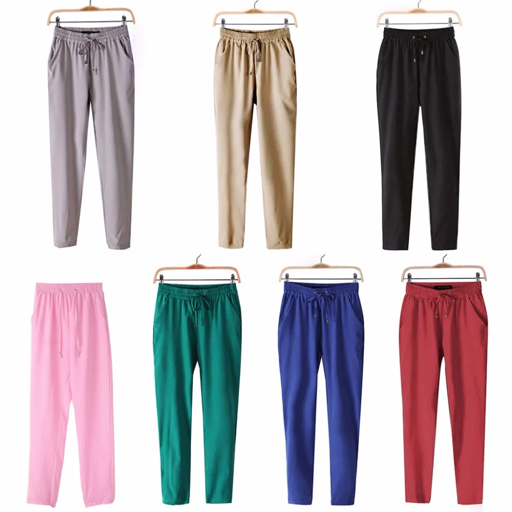 Женские повседневные брюки с высокой талией и завязками на талии|Брюки| |