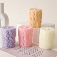 knitted pattern pillar candle scented candles scene decoration shooting props soy wax aromatherapy incense candle gift box