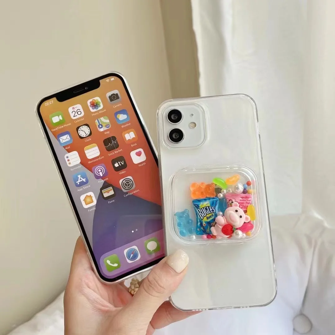 

Tpu Soft Epoxy Glitter Powder Transparent Box Pig Phone Protection Case For iphone7/8 Plus X XR XS MAX 11/12/13 Pro Max 2020SE