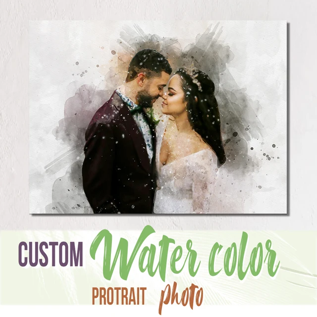 Personalized Custom Water color Canvas Painting for Lovers Family  Friends Unique Anniversary Gift Home Wall Art Decor Picture 1