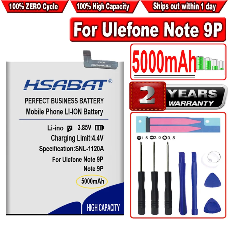 

HSABAT 5000mAh Battery for Ulefone Note 9P