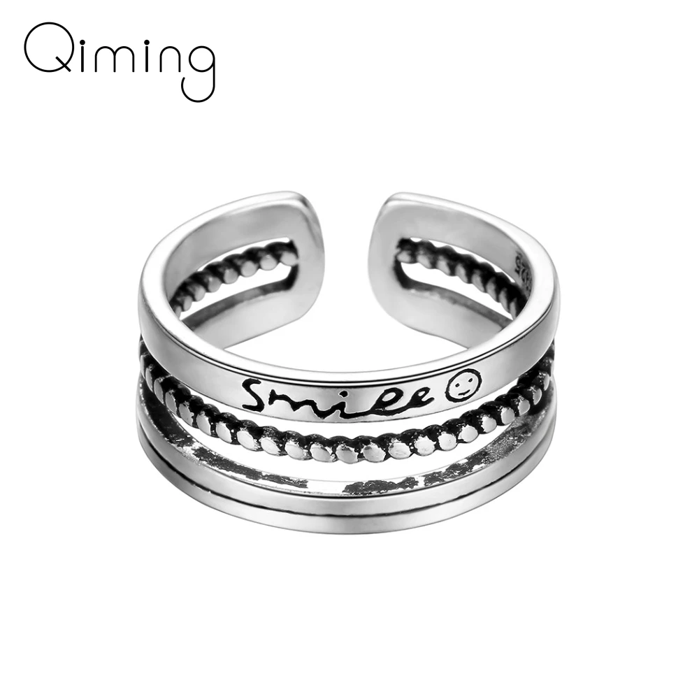 Геометрические скрученные смайлик кольцо модный винтажный тайский серебристый