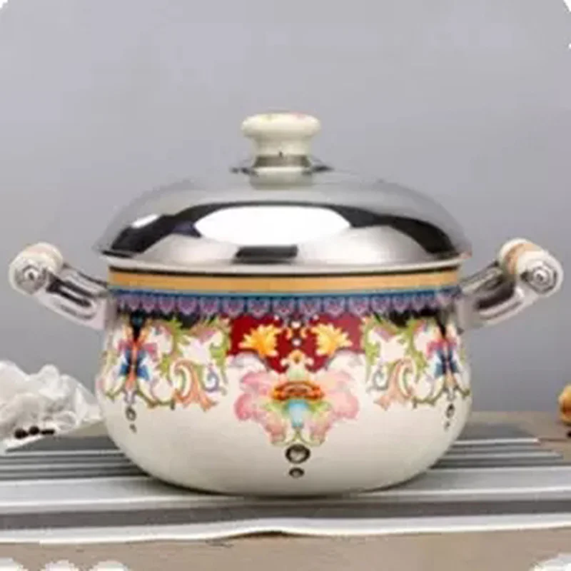 Эмалированная кастрюля Shabu shabu домашняя большой емкости для супа тушения газовая