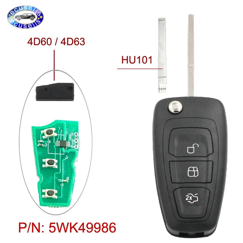 3 кнопки Smart Remote Key 433 МГц 4D60/4D63 ID83 чип для Ford C Max S Focus Grand Mondeo 2010 2014 HU101 P/N: 5WK49986|buttons