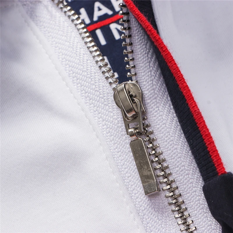 

TACE&SHARK Casual White Men's Half Zipper Clothing Shark Embroidery Short Sleeve Polo Shirts Men Fashion Camisa Polo Homme 3XL