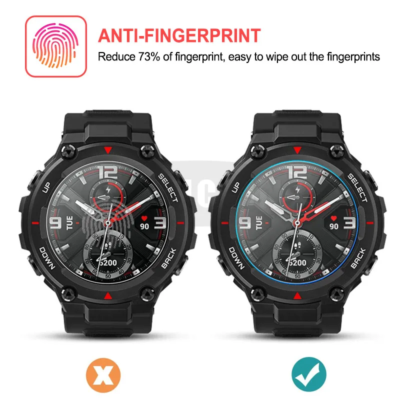 Защитное стекло для смарт-часов Huami Amazfit T-Rex закаленное 9H T-rex 2020 | Электроника