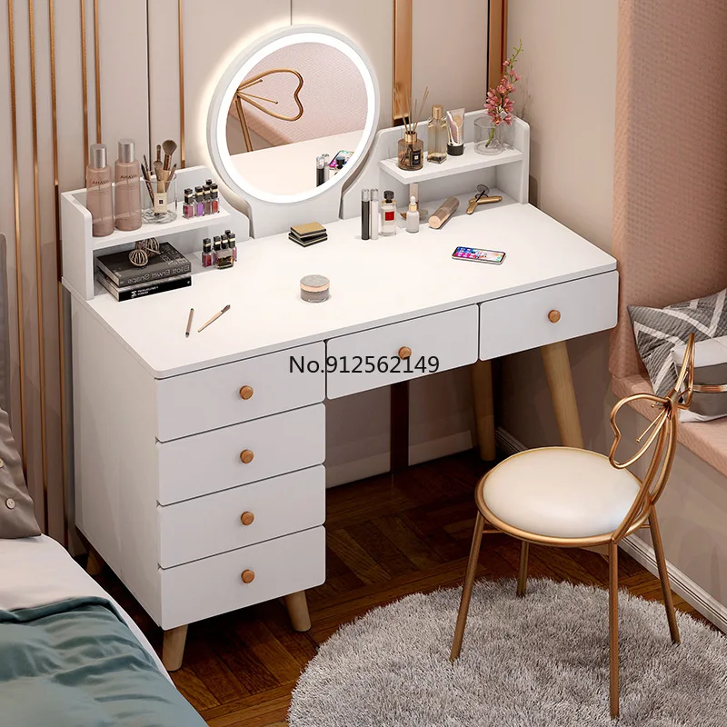 

Современный минималистичный туалетный столик для спальни в маленькой квартире, встроенный сетчатый современный роскошный макияжный столи...