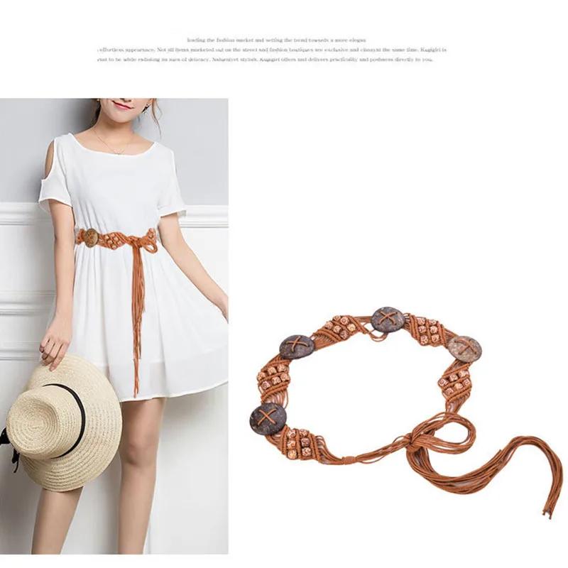 Новый Этнический стиль восковая веревка тканая пляжная богемная Женская Тонкая