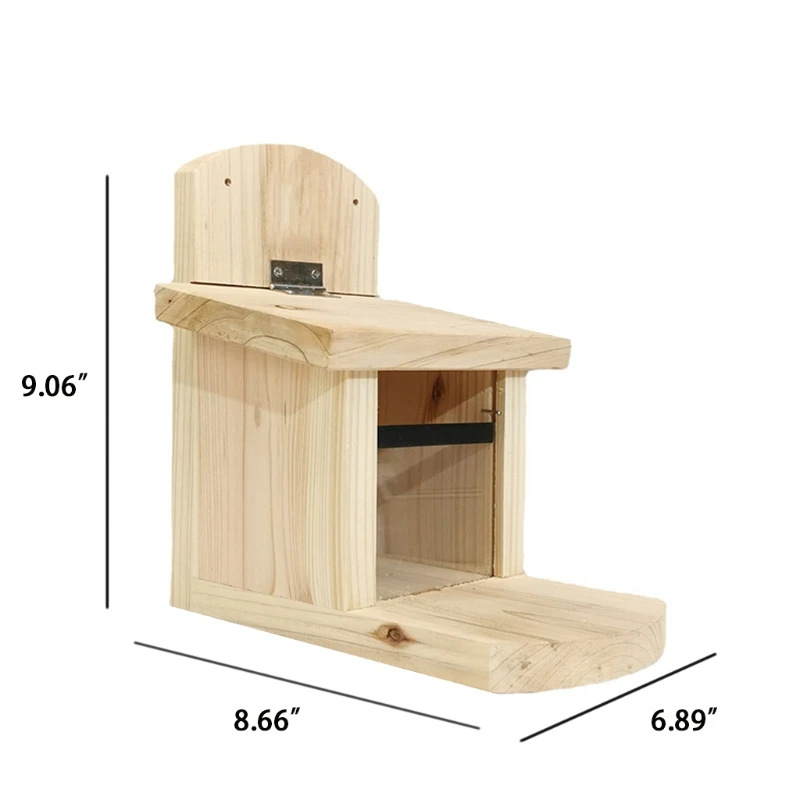 

Squirrel Feeder Box Wooden Squirrel Feeding Station Durable Weatherproof Squirrel Feeding House with Openable Cover