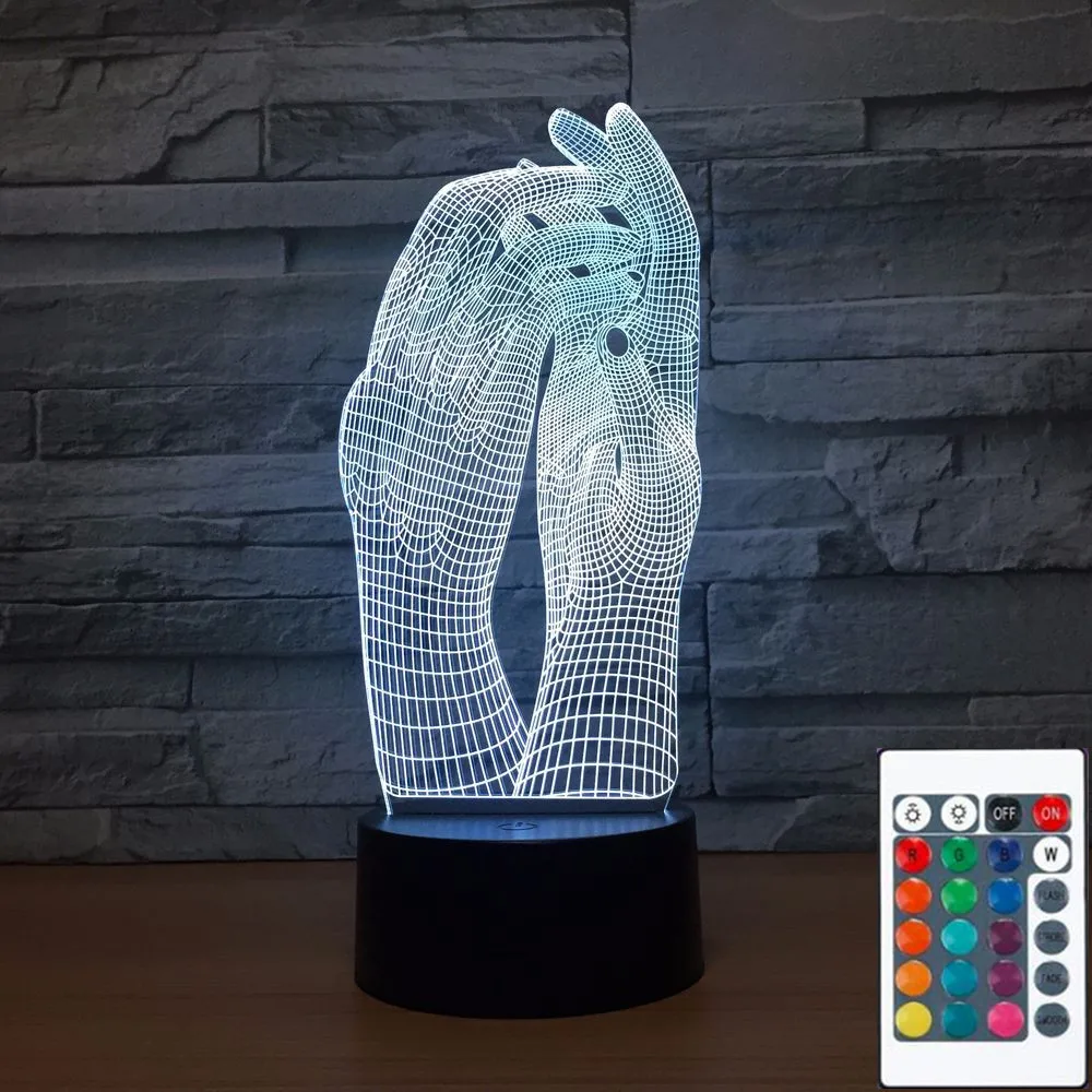 

3D-1018 Love Two Hands Beautiful 3D Lamp LED Night Light USB Touch Table Lamp Decoration Party Holiday Indoor Lighting