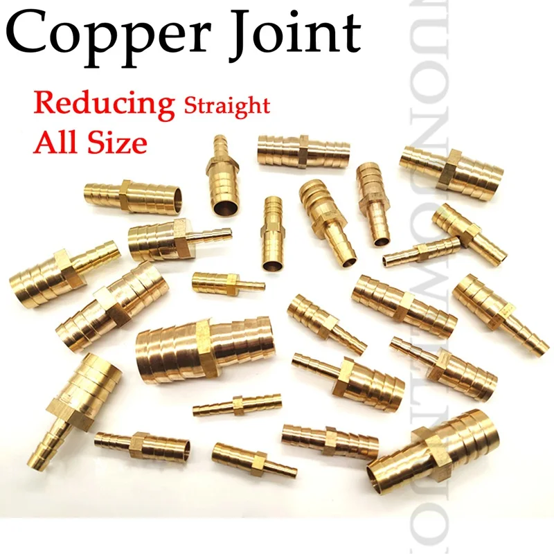 2 шт. латунь Медь Совместное Латунь Way уменьшая прямой соединитель шланга