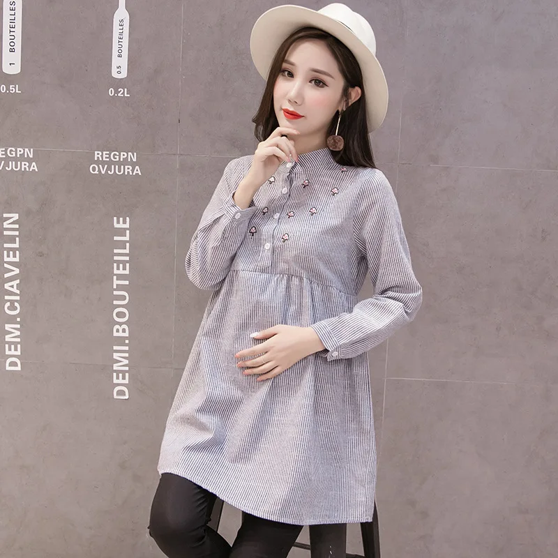 Осенние женские платья с длинным рукавом для беременных топы Повседневное