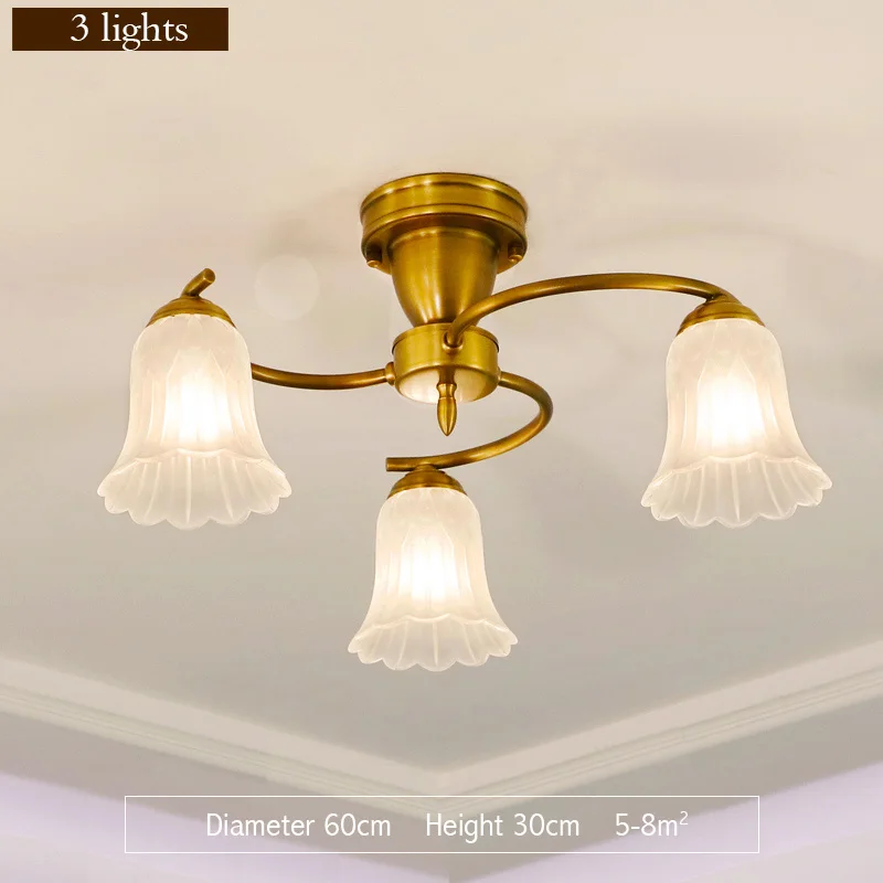 Ceiling-3Lights FSS современный романтический потолочный светильник в форме цветка светодиодный лампы роскошные медные Внутреннее освещение для спальни/гостиной E14 8 светильник s Новинка - Цвет корпуса: Ceiling-3Lights
