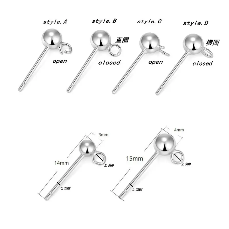 Шпильки для сережек гвоздиков из стерлингового серебра 925 пробы|Ювелирная