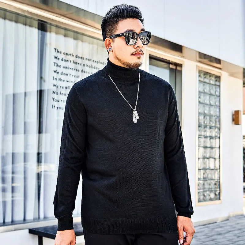Large size men's autumn and winter sweater high collar plus fertilizer to increase warm clothing |