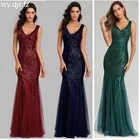 HJQ-813 # подружки невесты платья длинные золотистые бордовый темно-синего цвета в форме рыбьего хвоста пайетками Свадебная вечеринка платье; Оптовая продажа; Женская одежда пикантная обувь