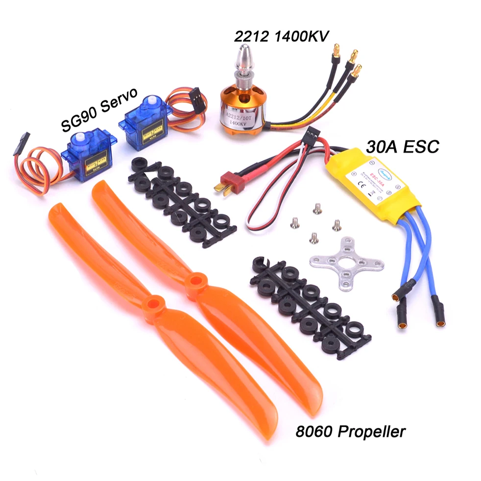 A2212 2212 2200KV/1400KV бесщеточный двигатель 30A/40A ESC SG90 9G Micro Servo A2217 1100KV для радиоуправляемого вертолета с фиксированным крылом - Цвет: 2212 1400KV 30A ESC