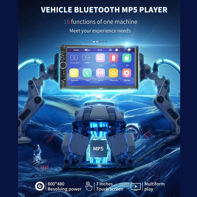 7-дюймовый автомобильный мульти Функция плеер DVD MP5 радио Bluetooth Новый Поддержка AUX