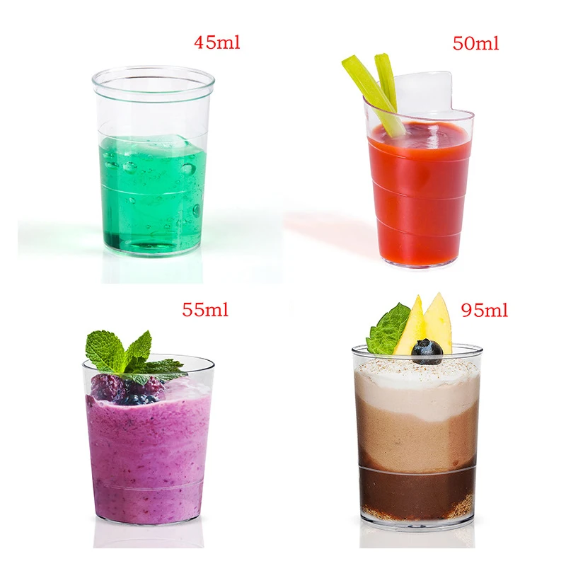 50Pcs Plastic Cup Disposable Round Dessert Cups Clear Food Container for Jelly Yogurt Mousses Dessert Baking