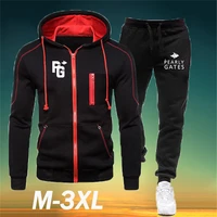 newest autumn and winter fashion mens tracksuit pearly printed vertical zipper hoodie and pants two piece leisure mens clothes
