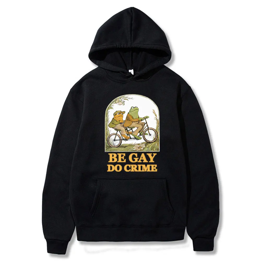 

Harajuku Ride Bike Frog Pattern Print Hoodie Men Women Spring Autumn Fashion Street Clothing Male Hip Hop Style Hoody Sweatshirt