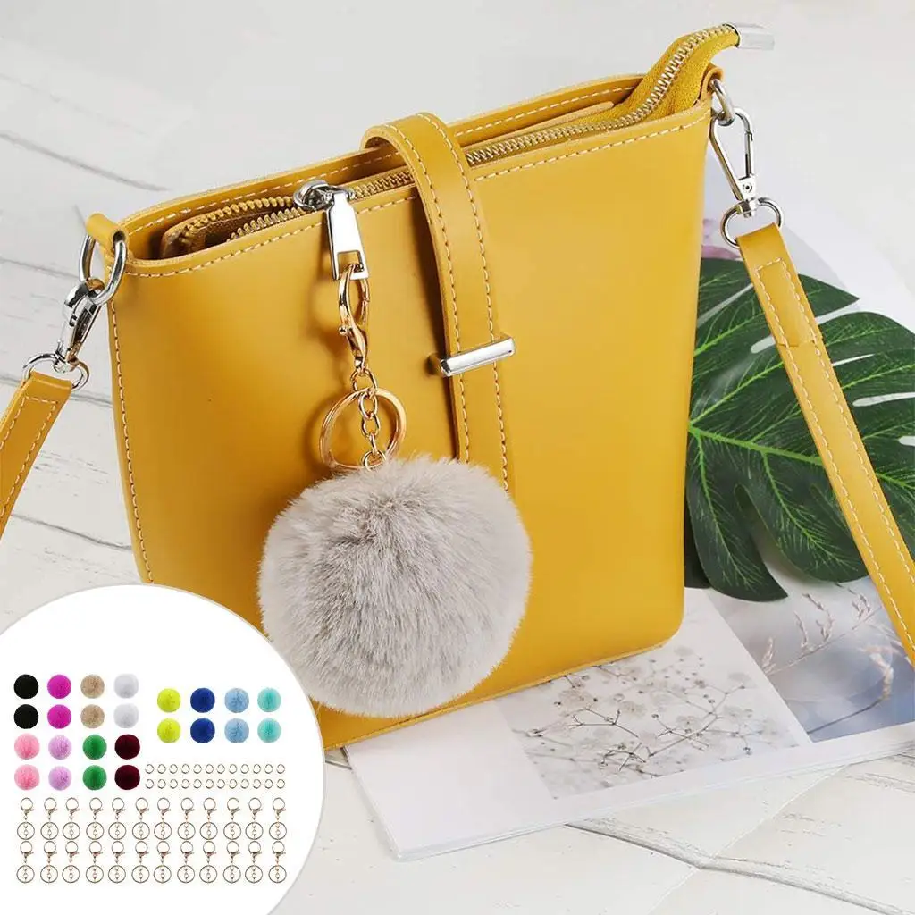 

72 шт. Помпон Мяч Брелок комплект подвесное ремесло плюшевый DIY Помпон Мяч 6 см для ключей цепочка Декор сотовый телефон Сумочка для женщин де...