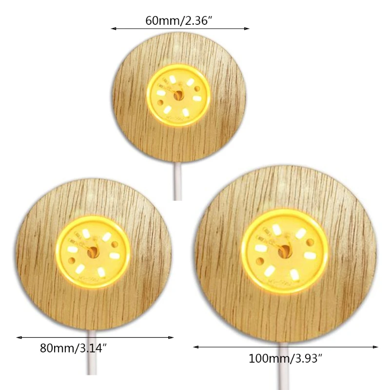 

3D Night LED Lamp Base Wooden LED Display Stand Round Show Stand Display Plate for Crystal Glass Ball Art Ornament Home Decor