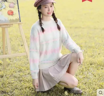 Милый свитер принцессы в стиле &quotЛолита&quot зимний с круглым вырезом и алмазным