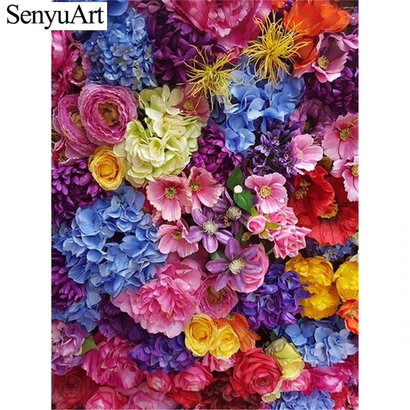 

SenyuArt, с цветочным принтом «розы» Стразы 5d Сделай Сам Алмазная вышивка крестиком на рисунке, Наборы мозаика рукоделие арт Полный Круглый дре...