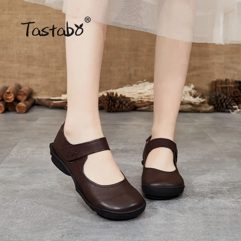 6121 г. Женская обувь ручной работы из натуральной кожи Цвет черный коричневый