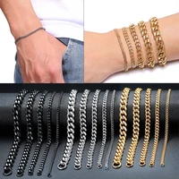 modyle mens simple 3 11mm stainless steel curb cuban link chain bracelets for women unisex wrist jewelry gifts