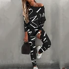 Женский спортивный костюм, комплект из 2 предметов, Повседневная Блузка с длинным рукавом и буквенным принтом, весна-осень 2021