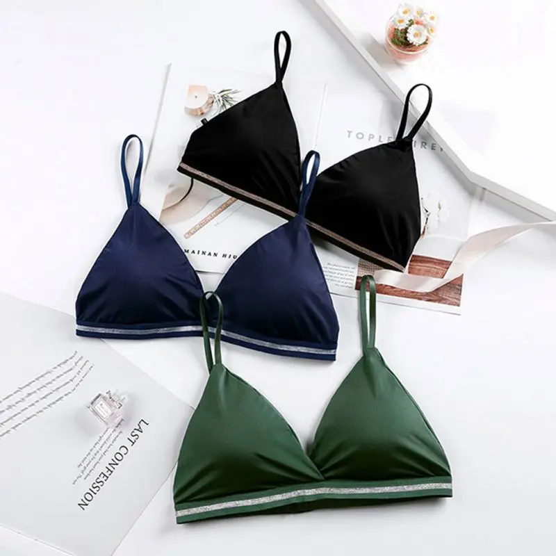 

Women Bra Girl Wrapped Chest Adjustable Shoulder Strap Single Buckle Satin Sexy Underwear French Style