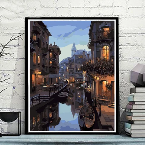 Подарок для друзей DIY картина маслом по номерам пейзаж картины холст живопись