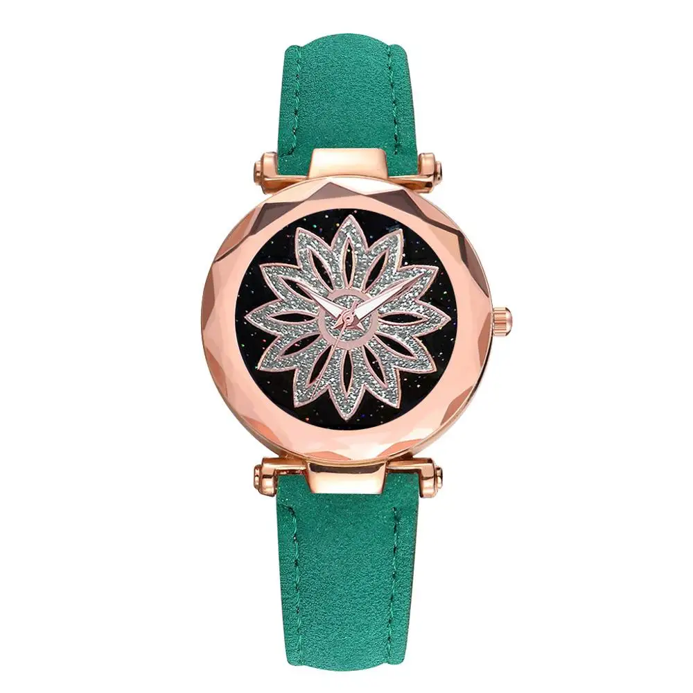 Часы наручные женские кварцевые с ремешком и вращающимся циферблатом|Женские