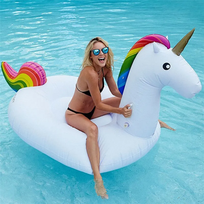 2M Unicorn Float Pool Inflatable Mattress Swimming Ring for Adult Kids Swimming Circle Floating Bed Beach Pool Party Toys
