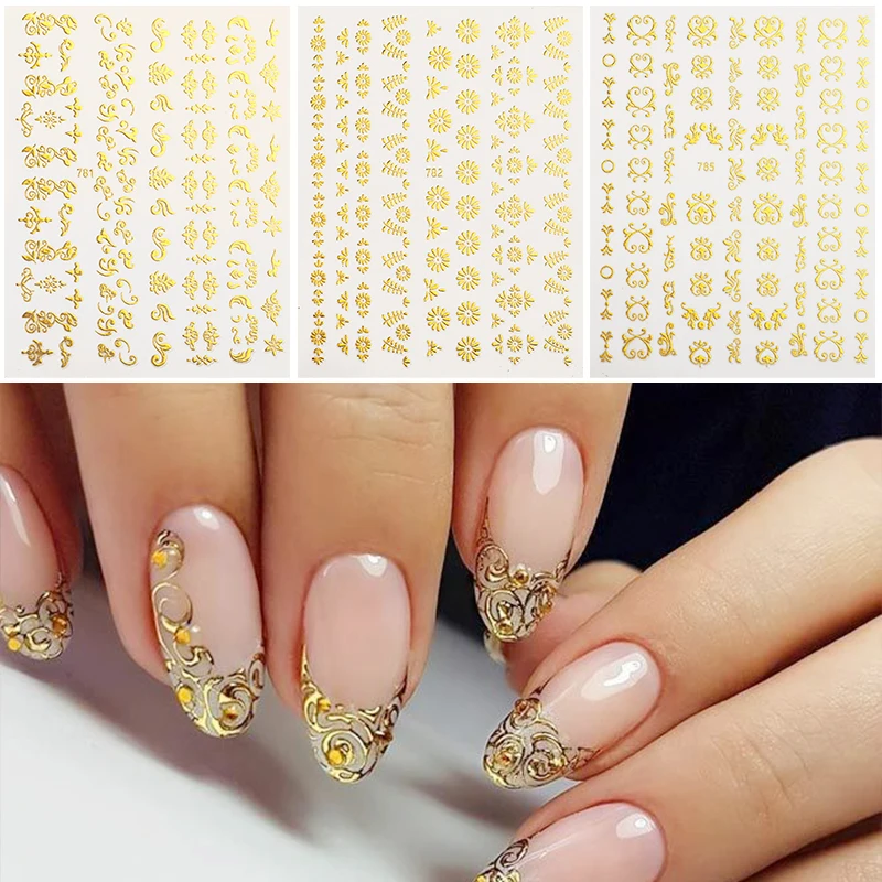 

1 Sheet 3D Gold Leaf Flower Design Transfer Stickers Decals Decoration Nail Art Accessories DIY Tips Papers