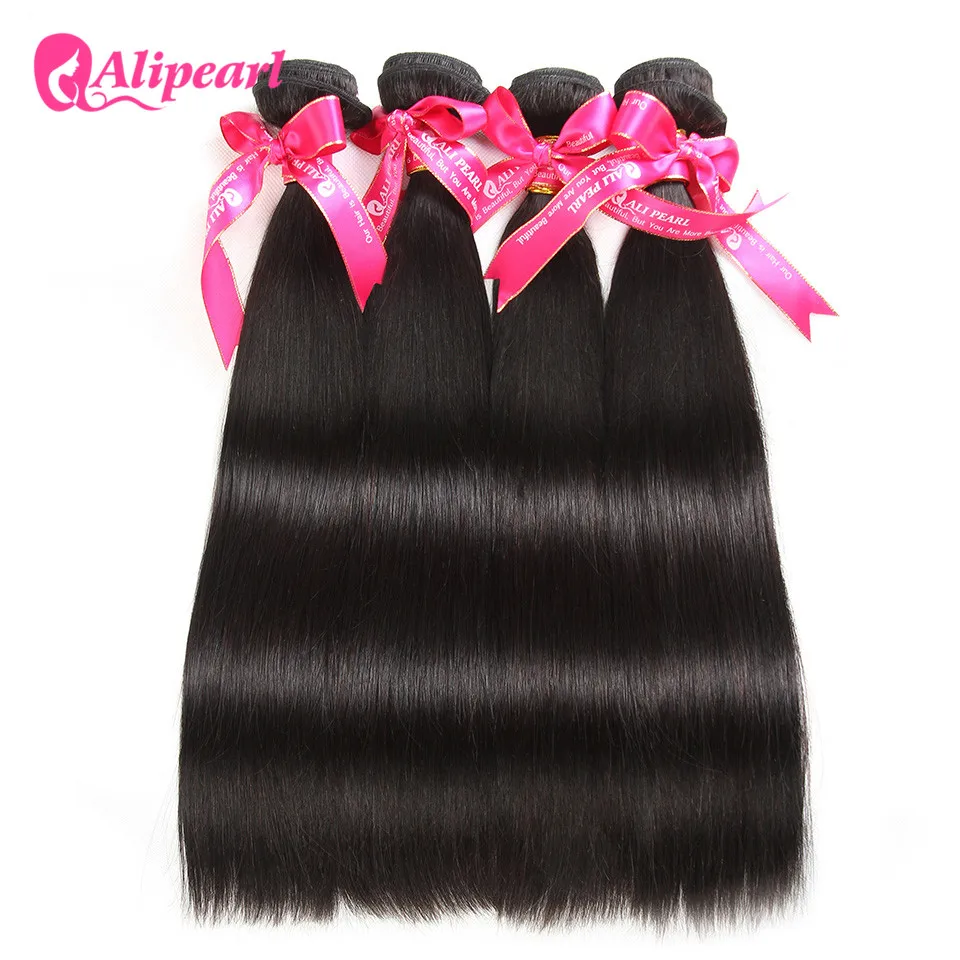 Ali жемчужные волосы 4 шт перуанские прямые в пучках 100% стандарпряди ков 8 30 дюймов