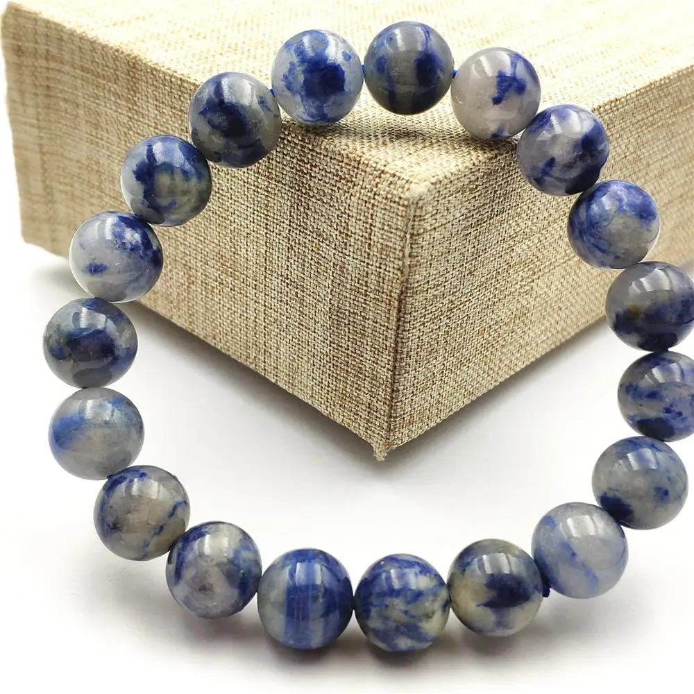 Круглый браслет из 100% натурального синего дюмортиерита кварца рутилированного