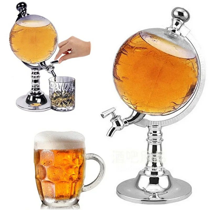 

Globe Shaped Decanter for Beverages Wine Liquor Dispenser 1.5L Drinking Alcohol Bar Strainers Drink Beer Pump