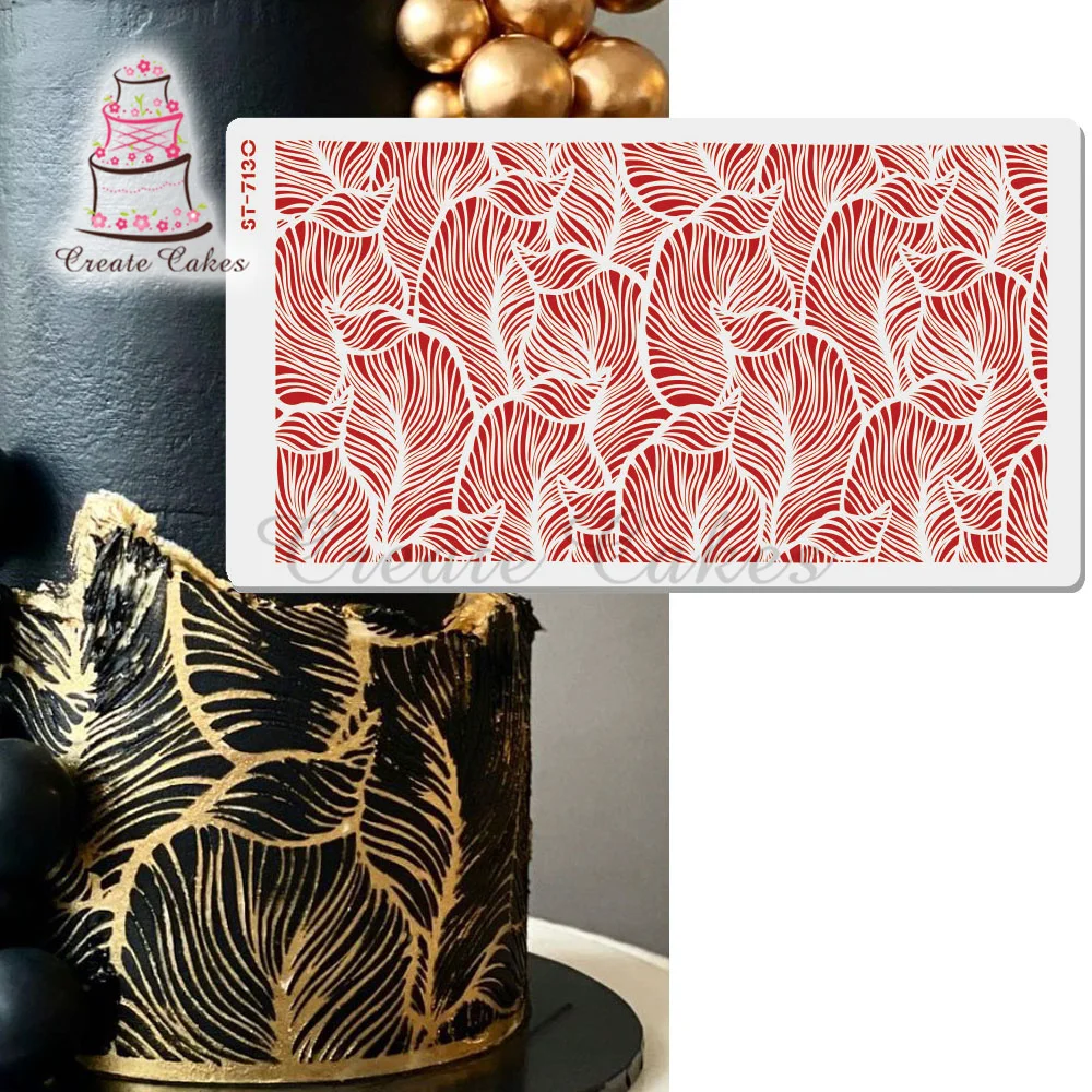 Трафарет с листьями растений для торта пластиковый трафарет кружевом свадебного